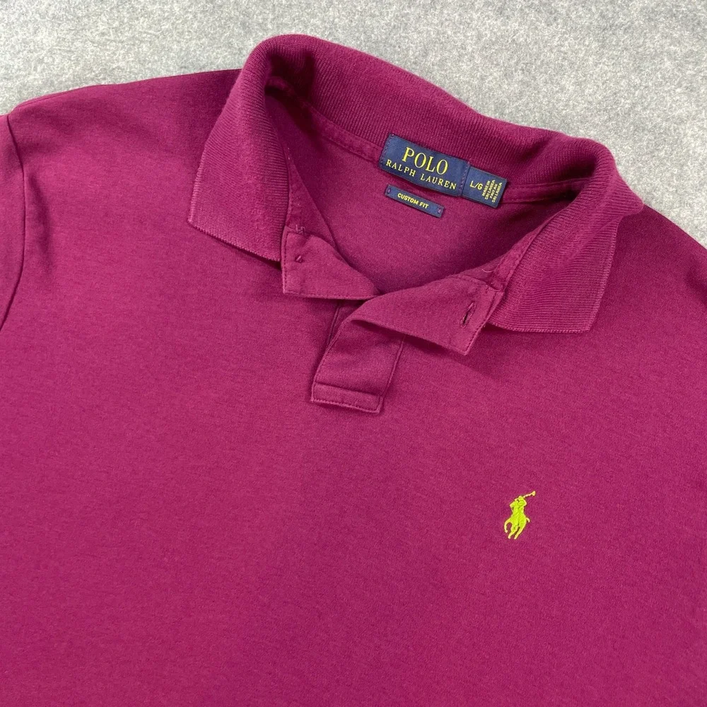 Polo Ralph Lauren Mens Polo Shirt L Plum Short Sleeve Custom Fit
